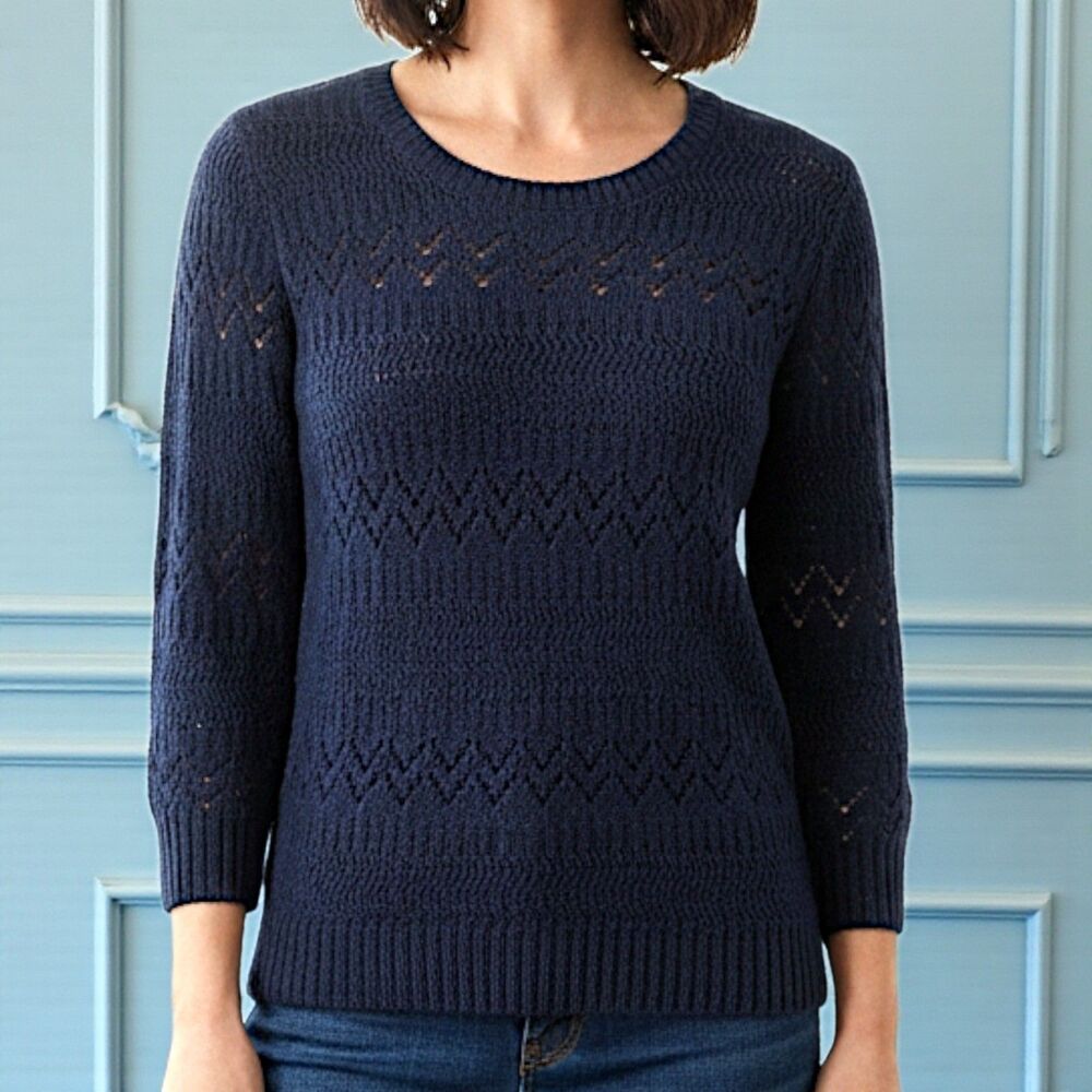 Jones New York Sport Pier Pointelle Sweater Navy